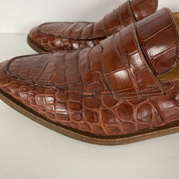 Gravati for Wilkes and Bashford Shoes Mens 9 M Brown Crocodile Wilson Dean Italy - Picture 11 of 16